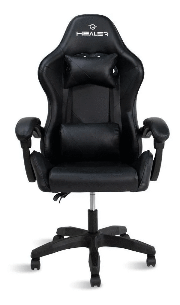 Cadeira Gamer Preto Healer Lancer Reclinável Giratória Material do Estofamento Couro Sintético - Imagem 3