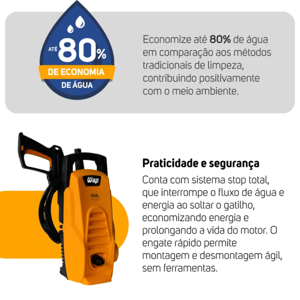 Lavadora de Alta Pressão WAP Ágil 1800 – 1400W, 1300 PSI, 300 L/h – 127V - Imagem 8