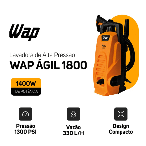 Lavadora de Alta Pressão WAP Ágil 1800 – 1400W, 1300 PSI, 300 L/h – 127V - Imagem 3