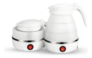 Jarra Chaleira Elétrica Dobrável Silicone Viagens Portátil 400w Cor Branco 127v Gudeltec