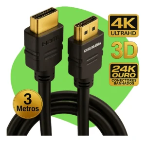 Kit 2 cabo HDMI 3m metros 4k 3d Full Hd Blindado Cabo Adaptador ultra HD Gurumania