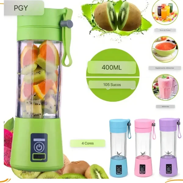 Mini Liquidificador Portátil Mixer Usb Academia Recarregável Cor Verde 127/220V