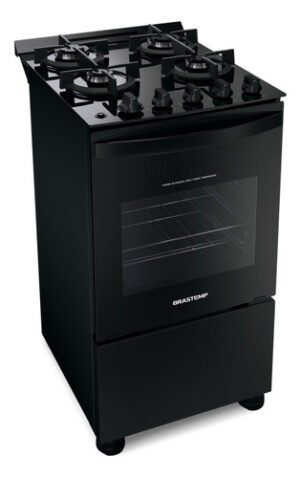 Fogão 4 Bocas Vidro Grade Dupla Bfo4vae Preto Brastemp 127/220V